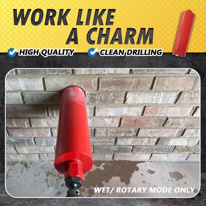 EDiamondTools 2" Wet Drill Core Bits for Concrete and Hard Masonry, 10mm Segment Height, 14" Drilling Depth, 1-1/4"-7 Arbor, Wet Only - Image 5